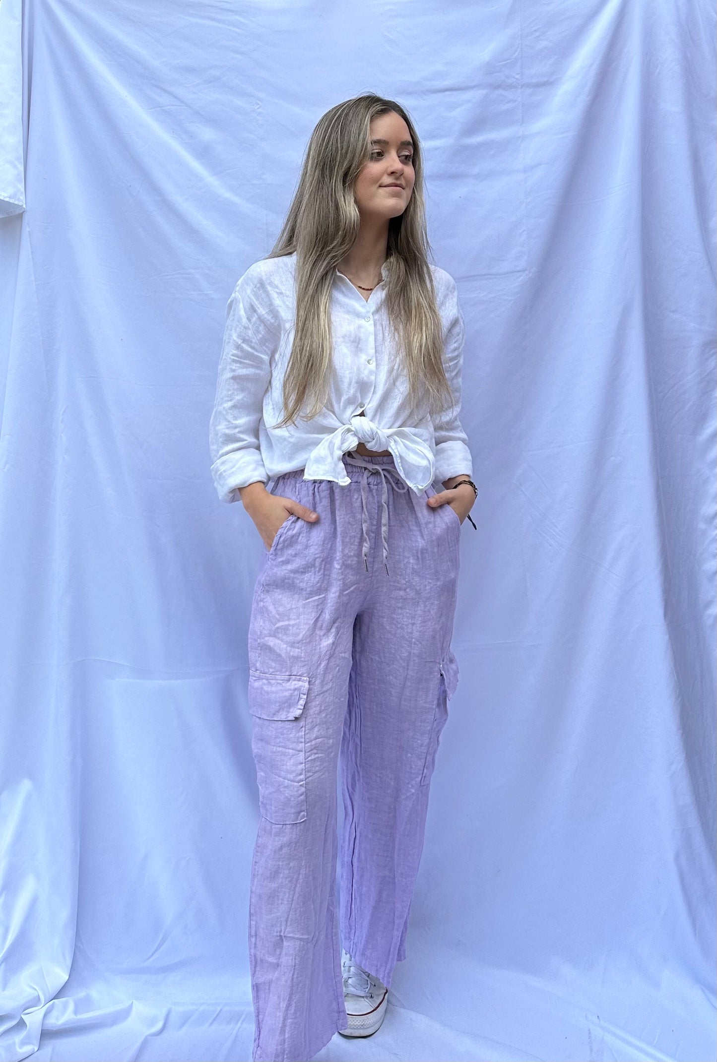Pantalón Lino Lila