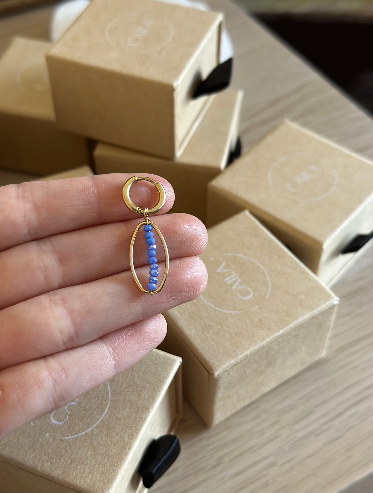 Pendientes Óvalo Azul