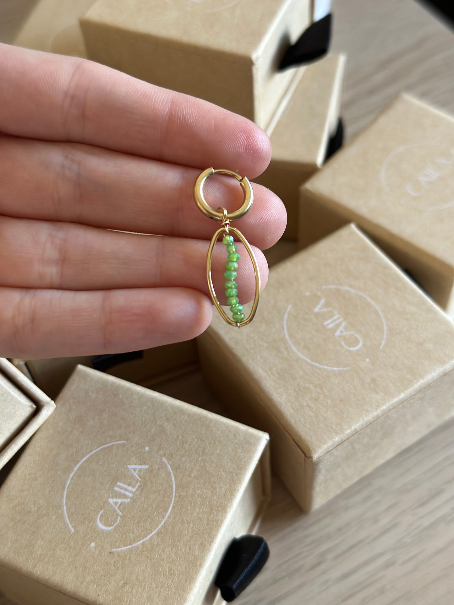 Pendientes Óvalo Verde